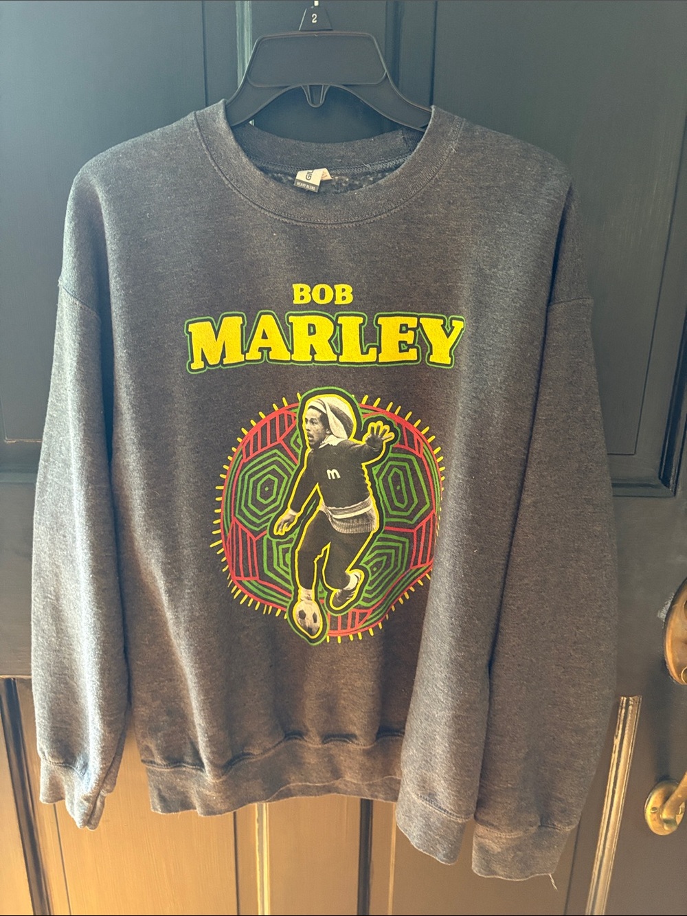 Bob Marley Graphic Crewneck Sweatshirt - Dark Gray
